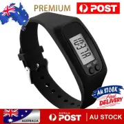 LED Pedometer Bracelet Step Counter Watch 12/24H Time Display for Outdoor Sports