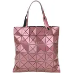 ISSEY MIYAKE 三宅一生 BAOBAO LUCENT ONE 6X6 金屬感漆皮幾何手提托特包(勃根地紅)