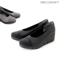 在飛比找momo購物網優惠-【First Contact】黑耀晶鑽厚底女包鞋(日本製女鞋