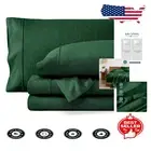 Ultra-Soft 5-Piece Split California King Bed Sheet Set - Heathered Forest Green