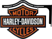 Harley Davidson Cycles Metal Shield Wall Sign on Hanger Double Sided