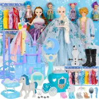 在飛比找蝦皮購物優惠-芭比娃娃冰雪奇緣公主仿真精緻玩具換裝玩偶艾莎白雪女孩生日禮物