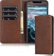 FROLAN iPhone 12 Mini Wallet Case, Premium PU Leather Flip Strong Magnetic Kickstand Card Holder Case Drop Protection Shockproof Cover for iPhone 12 Mini (5.4 Inch) - Dark Brown