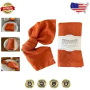 Classic Mitered Corner Napkins in Sunset Orange – Stonewashed French Linen Set