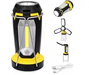 Camping Torch Lantern, Foldable Rechargeable Lantern Torch, 1200mAh Camping Lantern with 6 Modes, Camping Lights, Camping Accessories(Yellow)