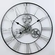 Outdoor Clock, 50CM Large Waterproof Wall Clock Vintage Garden Ornament Garden Wall Clock Cogwheel Mechanical Design for Garden/Patio/Yard
