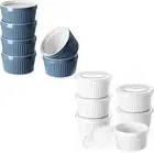 Ramekins 8 Oz Oven Safe with Lids, Creme Brulee Souffle Ramekins with Covers, Po