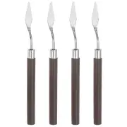 4pcs 10mm No.7 Painting Palette Knives Stainless Steel Spatula Red Wood Handle