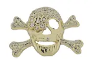 Skull Crossbones Blinged Iced Belt Buckle Gothic Tattoo Halloween Costume Gold