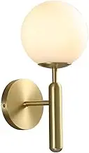 Glass Ball Wall Lamp Satin Brass with Frosted Glass Globe Wall Sconces for Restaurant, Living Room, Bathroom Mirror Headlights Bedside (1 Light) E14 Edison Base Wall Light charitable
