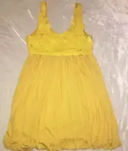 ALICE + OLIVIA Silk Yellow Sequin Bubble Mini Dress / Blouse L Retail $297