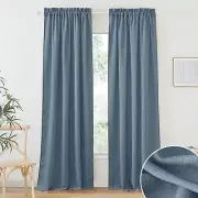 RYB HOME Long Curtains Semi Sheer Drapes Natural Linen Textured Blend Boho 52x90