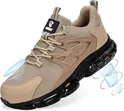[Hogent] Steel Toe Shoes for Men Women Composite Toe Work Sneakers Indestructible Safety Tennis Shoes Lightweight Breathable Construction Sneakers Puncture Proof Air Cushion Ergonomic Design