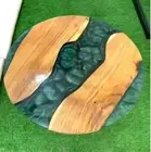 Green Epoxy Resin Acacia Wooden Top Coffee Table Live Edge Bar & Home Decors