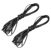 2 Bundles Flat Leather Cord, 5.5 Yards 4mm Leather Craft Lace Strip, Black