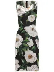 [Dolce & Gabbana] Dolce & Gabbana-Abito Tubino Midi Con Stampa Floreale-Donna 46 IT