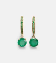 [Ileana Makri] Ileana Makri Grass Seed 18kt gold hoop earrings with emeralds One Size gold