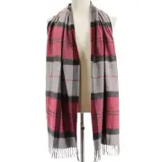 Italo Ferretti NWT Wool/Cashmere Scarf w/ Fringe in Gray/Red/Black Check Plaid