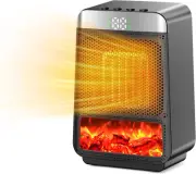 Portable Space Heater for Indoor - Small Electric Flame Heaters with Thermostat