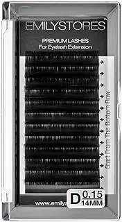 EMILYSTORES Eyelash Extensions 0.15mm Thickness D Curl Length 14mm Silk Mink Fake Eye Lashes In One Tray
