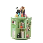 Multifunctional Desktop 360�� Rotating Cosmetic Storage Box Wooden Makeup Organizer Case with Mirror Multi Drawers Large Capacity DIY Jewelry Container