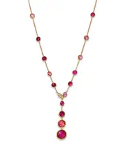 Marco Bicego 18K Yellow Gold Jaipur Pink Tourmaline & Diamond Lariat Necklace, 17.75 - Exclusive