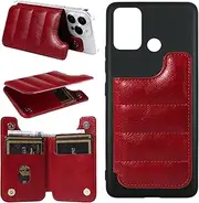 Compatible with Nokia C31 Cover,2 in 1 (Wallet Card Holder+TPU Soft Shell) PU Leather Kickstand Magnetic Closure Protective Phone Case Red
