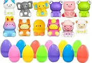 12/24pieces Prefilled Easter Eggs with Toys Slow Rising Squishy Toys, Easter Basket Stuffers for Toddler Easter Gift for Kids, Bunny and Chick Squeeze Toys with Storage Box, for Holiday Classroom