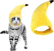 Vehomy Pet Halloween Banana Hat - Soft, Lightweight Plush Material, Adjustable Size for Cats & Small Dogs, Yellow