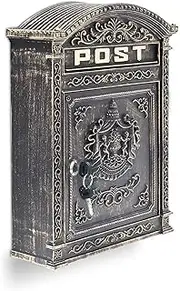 Relaxdays Antique Letterbox, 44.5 x 31 x 9.5 cm, English-Style Wall-Mount Mailbox, Cast Aluminum, for DIN A4 Letters, with Roof, Bronze
