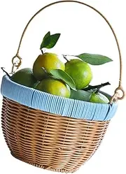 Imitation Rattan Fruit Basket Hand Woven Storage Basket for Snacks Desserts for Office for Organizing Fruits Accessories