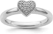 925 Sterling Silver Polished Prong set Stackable Expressions Love Heart Diamond Ring USA Size 8 Jewelry for Women