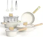 Pots and Pans Set Nonstick, 11 PCS Kitchen Cookware Sets, White Granite Inductio