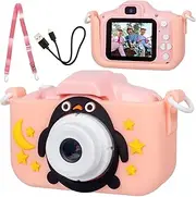 Lenoxx Kids Digital Camera with Dual Front & Rear Lens, 4X Digital Zoom, 1080P HD Video Recording, 2.0” Screen, 32GB Card, Built-in Games, Filters & Frames – Pink