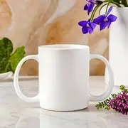 2activelife Double Grip Ceramic Mug: BPA-Free Dual Handle Design for Secure Hold, 11.83 US Fl. Oz. (350 Ml), White Color, Microwave Safe