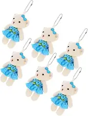 HANABASS 6pcs Tiny Plush Bear Dolls for Keychain Bag Hanging Decor Multi Function Bear Figurines Cute Wedding Bouquet Accessories for Handbags Backpacks Suitcases