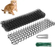 Prickle Strip Dig Stopper, Cat Scat Mat with Spikes Cat Repellent Deterrent Mat Anti Cat Mat, with 12 U-Shaped Garden Pegs and 30 Twist Ties (10pcs)