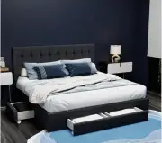 Artiss Bed Frame King Size with 4 Drawers Charcoal