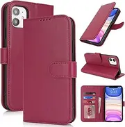 for iPhone 11 Case Leather Wallet with Card Holders Money Slots Magnetic Flip Cover SunYoo Case 騁ui Portefeuille Pour Homme Femmes for iPhone11 Coque Porte Feuille Carte for iPhone 11 Red