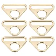 6Pcs 1.26 Inch Triangle Buckle Adjuster D Ring Triangle Buckles Light Gold