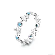 Starfish Stackable Finger Rings Silver plating Ocean Blue Ring for Women Jewelry Gifts_8