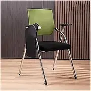Folding Office Chairs Tablet Arm Chair with Desk Attached,Mesh Student Chair with Lumbar Support,Foldable Desk Chair Stacking Chairs Metal Frame(Green)