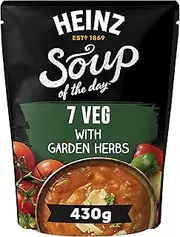Heinz 7 Veg with Garden Herbs Soup Soup of the Day Vegetarian Tomatoes, Potatoes, Pumpkin, Capsicum Pouch Soup Ready to Eat Microwaveable Meal 430g
