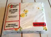Vintage Morgan Jones Maytime Double Fitted Sheet NEW Yellow Floral 54" X 76"
