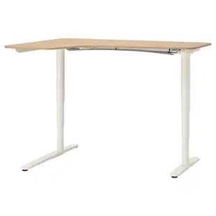 北歐風格IKEA宜家BEKANT電動左側轉角書桌升降桌工作桌辦公桌/染白橡木色/二手八成新/原$17990特$12800