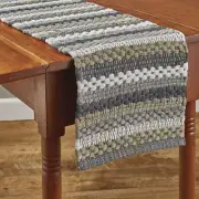 Hartwick Grey Tan Off White Chindi Woven Cotton Country Home Table Runner