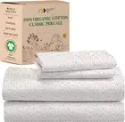 Full Sheet Set Floral, 100% Organic Cotton Percale Sheets, Deep Pocket Full Shee