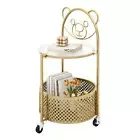 HONEY JOY 2-Tier Round End Table Storage Side Table Bedroom w/Lockable Wheels