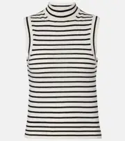 [Nili Lotan] Nili Lotan Masha striped cashmere turtleneck top AU 14 white