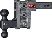 GEN-Y GH-513 MEGA-Duty Adjustable 5" Drop Hitch with GH-051 Dual-Ball for 2" Receiver - 16,000 LB Towing Capacity - 2,000 LB Tongue Weight